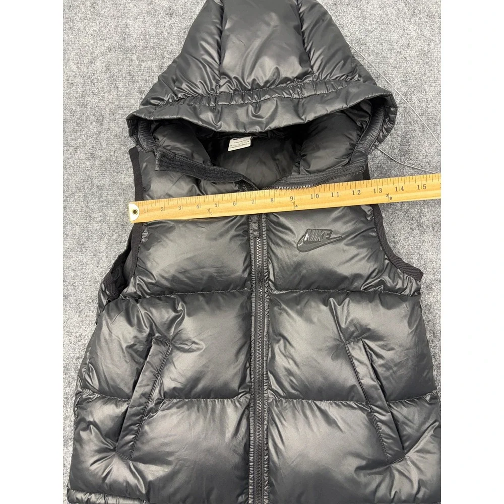 Nike Therma-FIT Puffer Vest Black Hooded Quilted Sleeveless Jacket Youth Medium